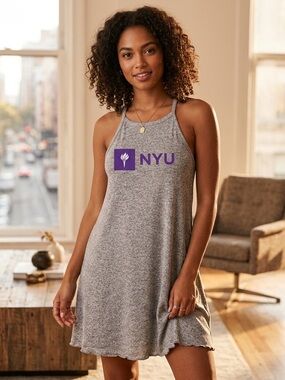 NYU Gameday Heathered Grey Racerback Mini Dress